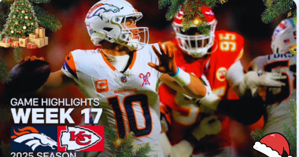 Denver Broncos Stun Chiefs 20–13 in Christmas Day Thriller 2 Denver Broncos players celebrate late fourth-quarter touchdown against the Kansas City Chiefs on Christmas Day
