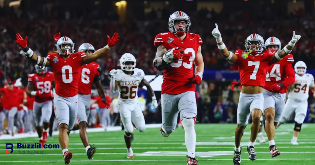Miami Hurricanes celebrate after upsetting Ohio State in the Cotton Bowl CFP quarterfinal