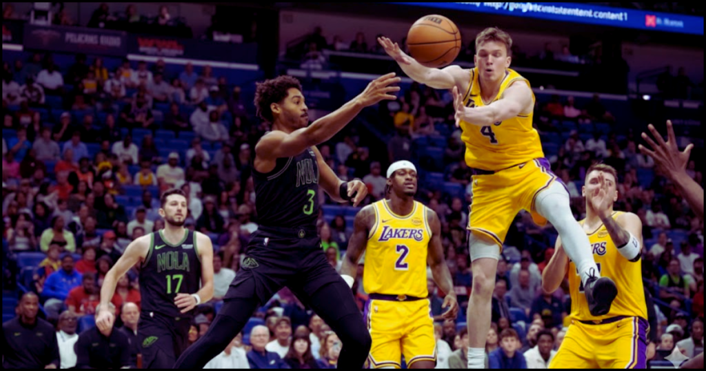 lakers vs pelicans NBA game as LeBron James and Luka Dončić lead Lakers to 111–103 win